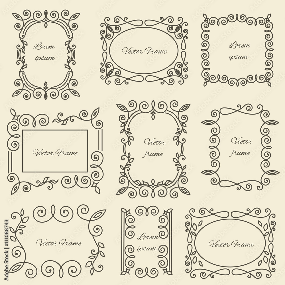 Graphic design linear monogram ornament framework Graphic design linear monogram ornament framework