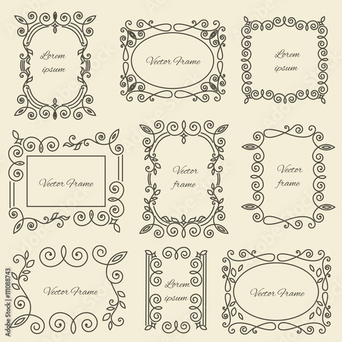 Graphic design linear monogram ornament framework 