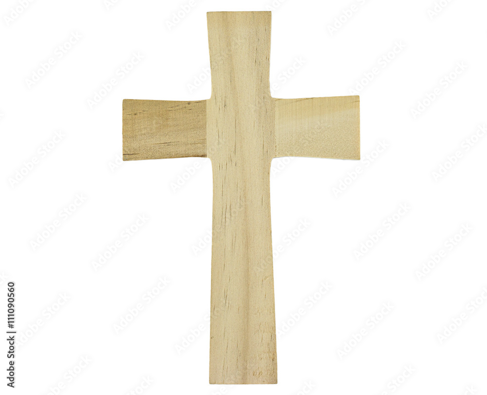 Wooden cross isolated on white