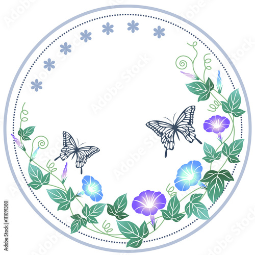 Japanese morning glory with butterfly vector