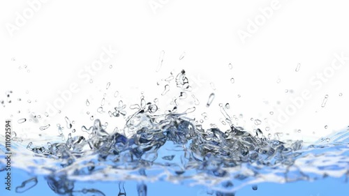 Blue liquid is filling the screen, 3D slow motion animation with alpha mask 