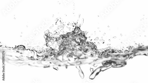 Clear water is filling the screen, realistic 3D animation with alpha mask