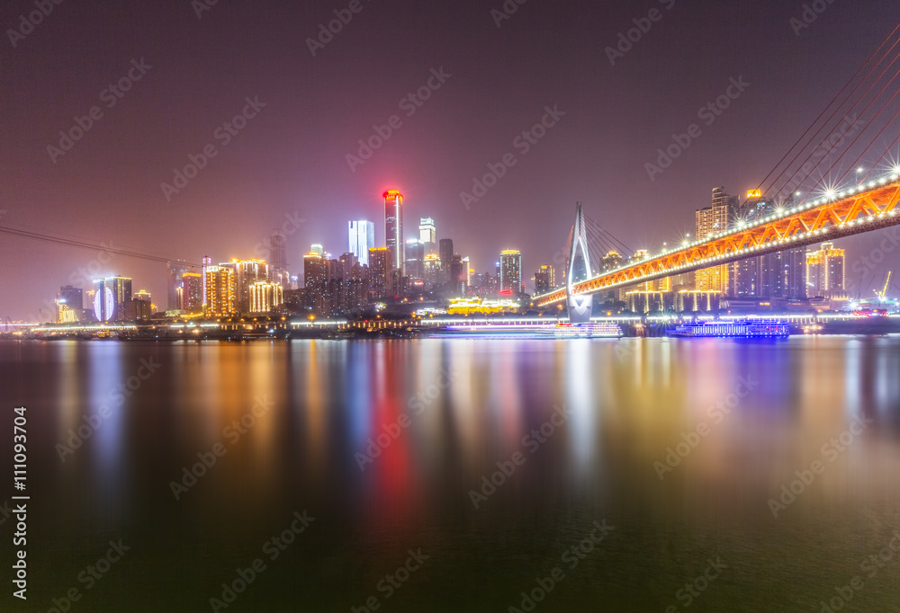 Fototapeta premium Cityscape of Chongqing at night，china.