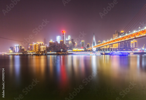 Cityscape of Chongqing at night   china.