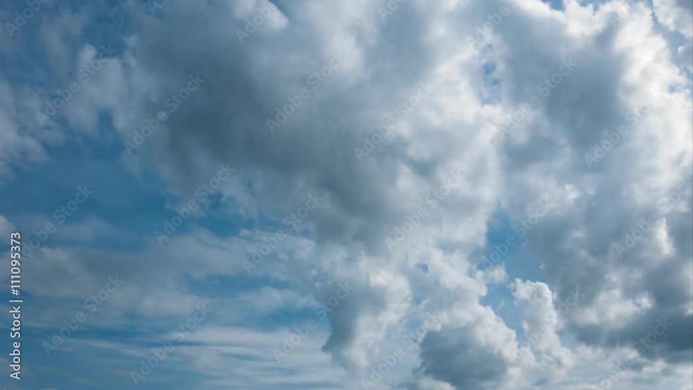 Time lapse clip of white fluffy clouds over blue sky. Time lapse clip of white fluffy clouds over blue sky.