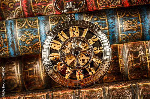 Old Books and Vintage pocket watch