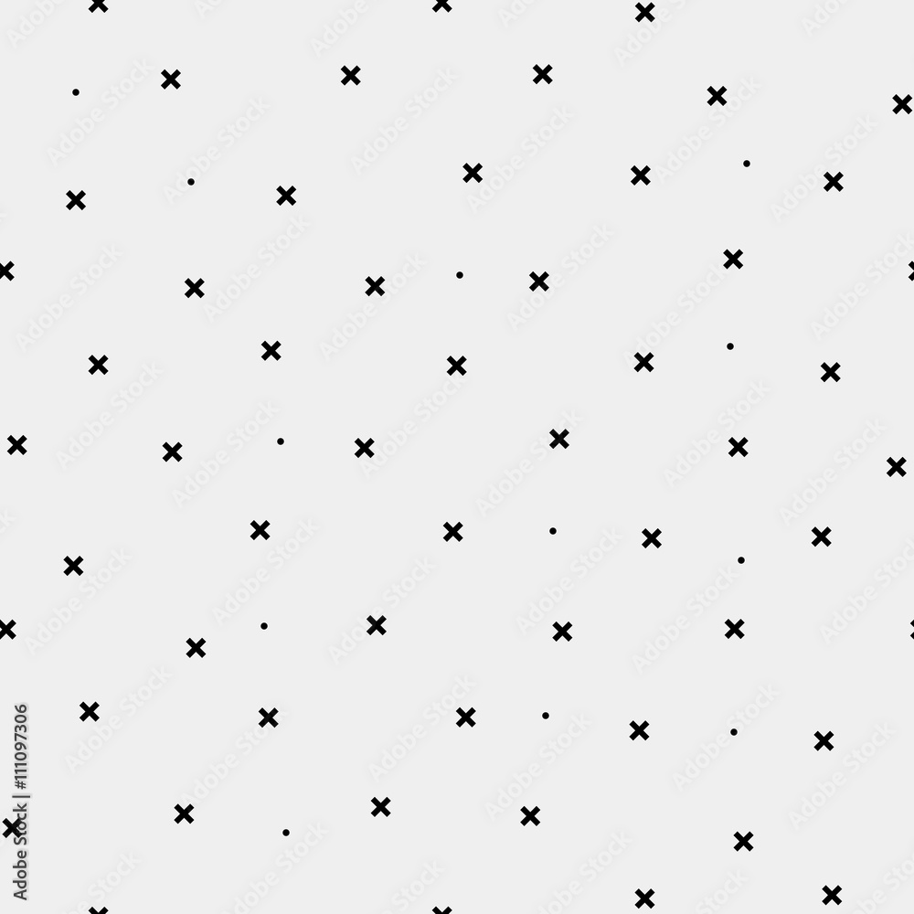 Pattern geometric seamless monochrome minimalistic dots and cross