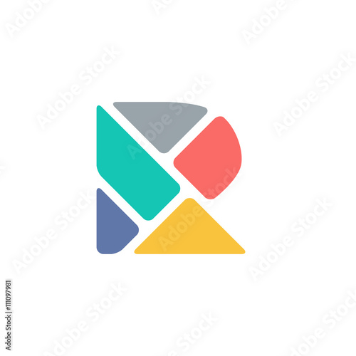 Abstract Letter R Symbol .Creative Design. Colorful Logo Template