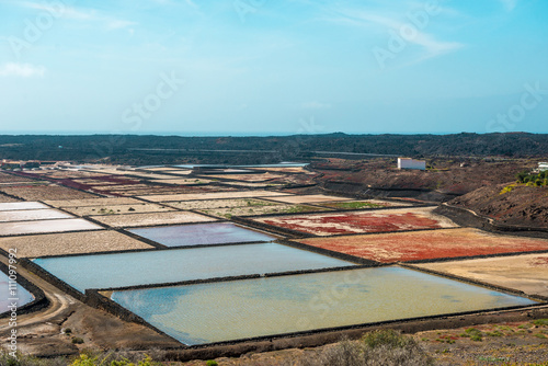 Lanzarote saltworks salinas de Janubio colorful Canary Islands