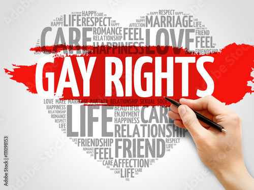 Gay rights concept heart word cloud photo