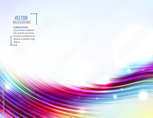 Abstract colorful waves on white background. Shiny bright curves background.