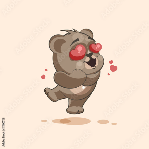 isolated Emoji character cartoon Bear in love flying with hearts sticker emoticon