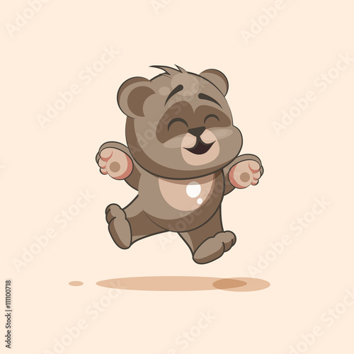 isolated Emoji character cartoon Bear jumping for joy, happy sticker emoticon
