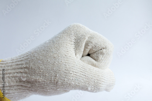 Hand in glove, symbolic White background
