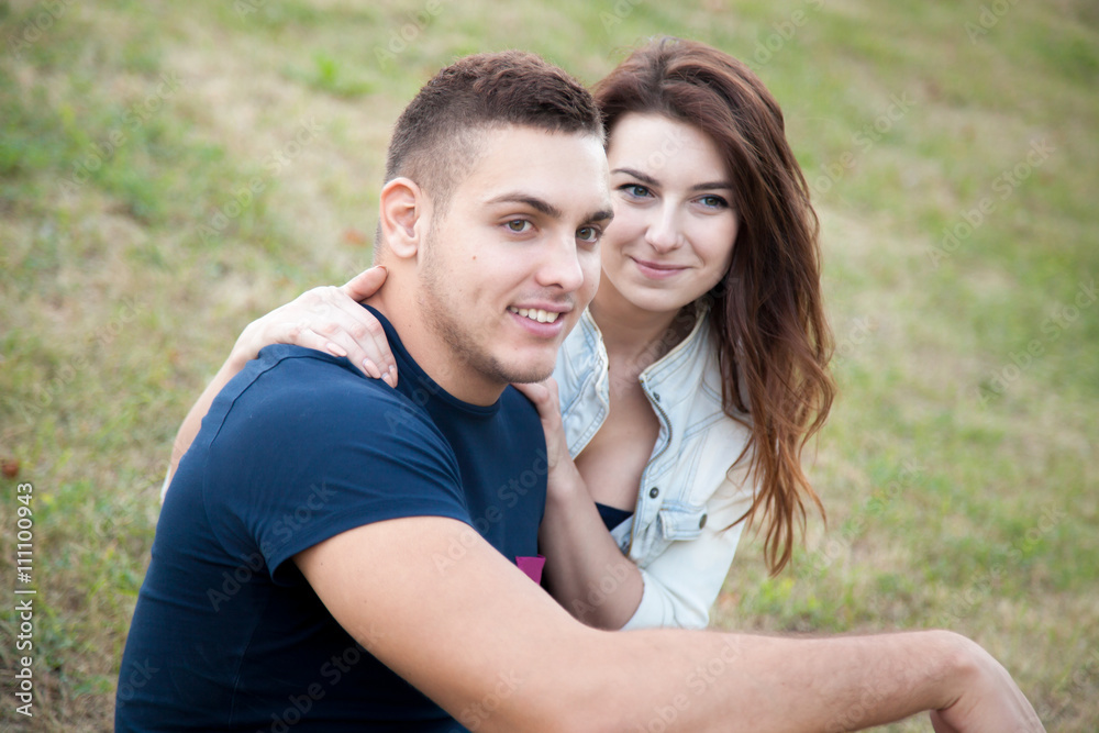 Couple resting in park