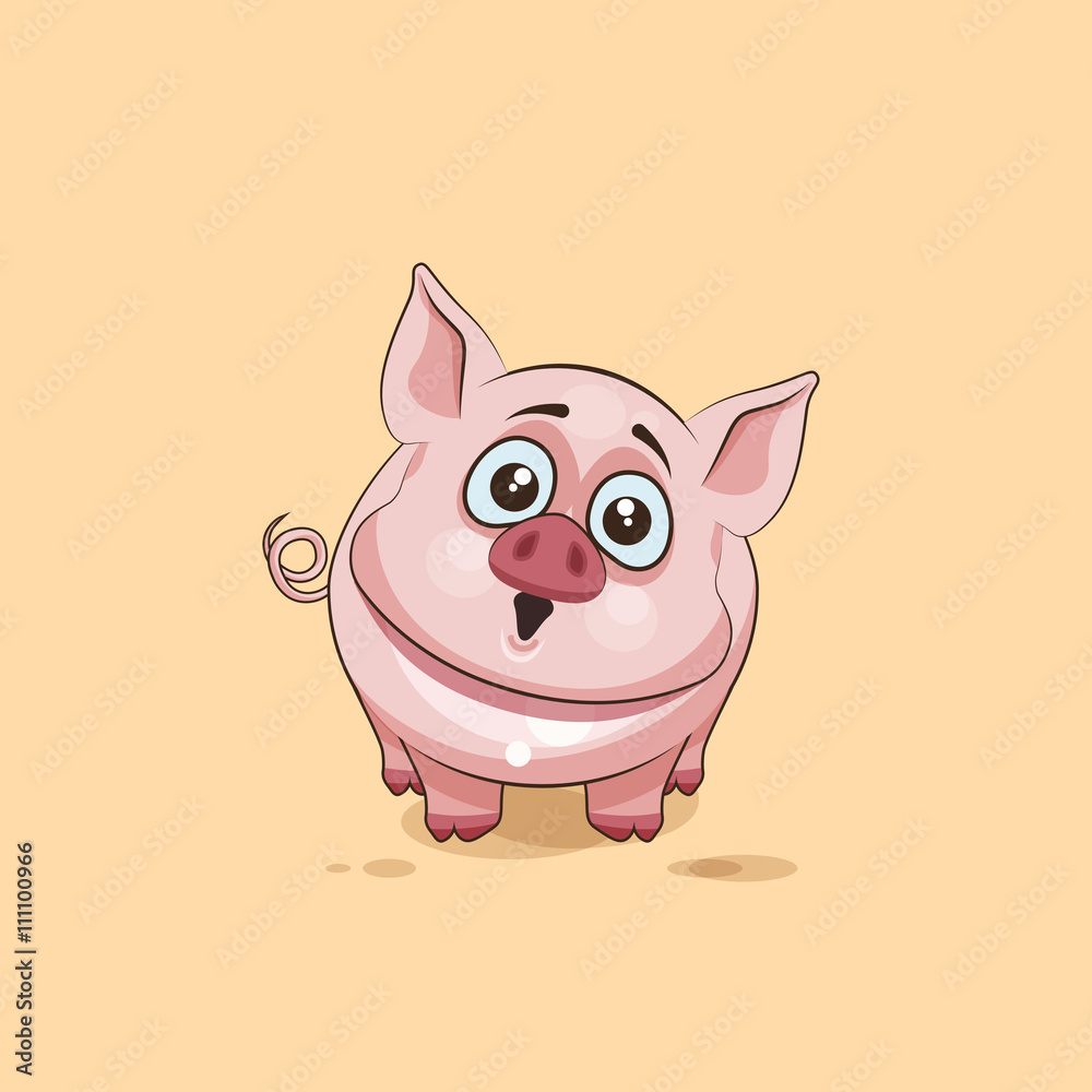 isolated Emoji character cartoon Pig surprised with big eyes sticker emoticon isolated Emoji character cartoon Pig surprised with big eyes sticker emoticon