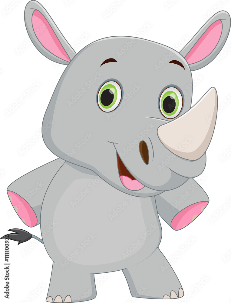 Obraz premium cute rhino cartoon posing
