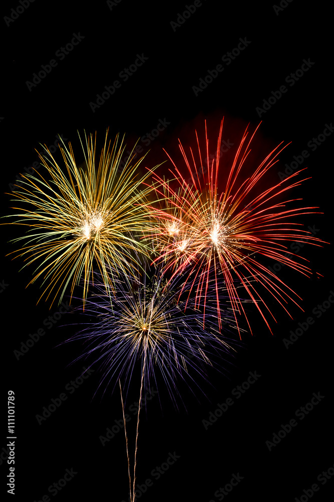 Beautiful colorful firework isolated display for celebration hap