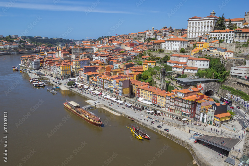 View over Porto old town from the bridge