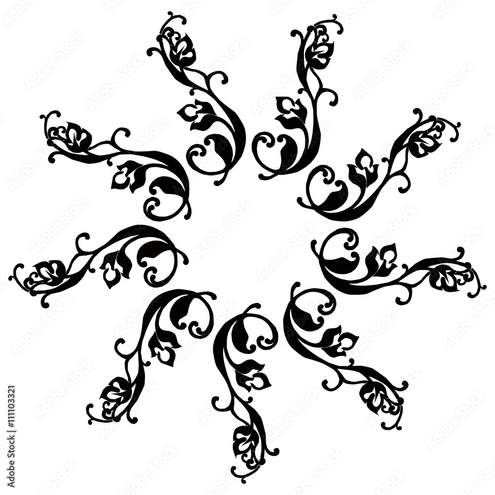 Pattern of black tangles mandala Pattern of black tangles mandala
