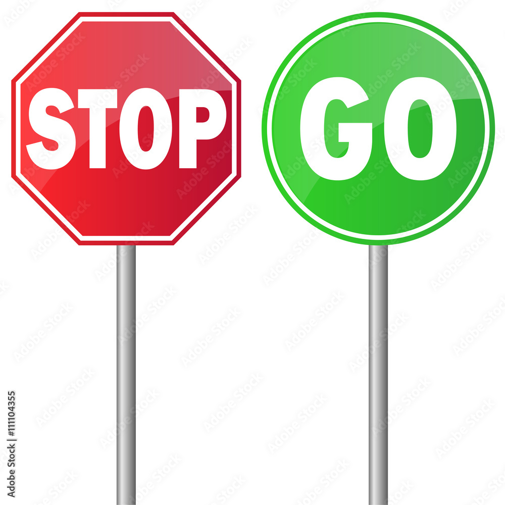 Stopp and Go, Verkehrszeichen auf weißem: Stock-Vektorgrafik (Lizenzfrei)  27155914