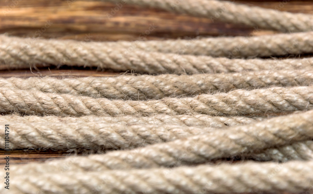 Rope on the wooden background