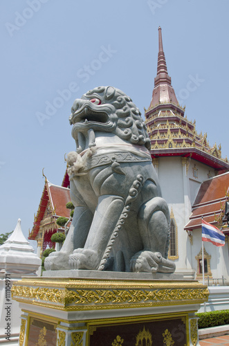 Lion sculpture at Chantharangsi Temple, Ang Thong, Thailand photo