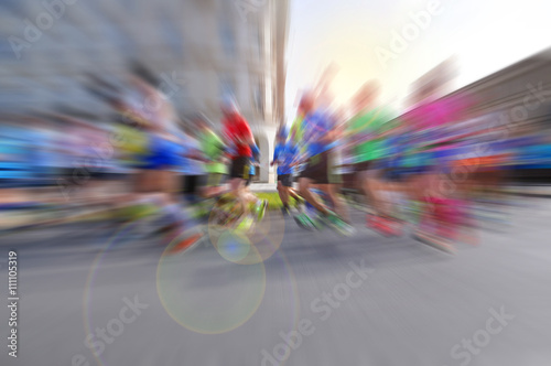 Marathon running race people - blured background