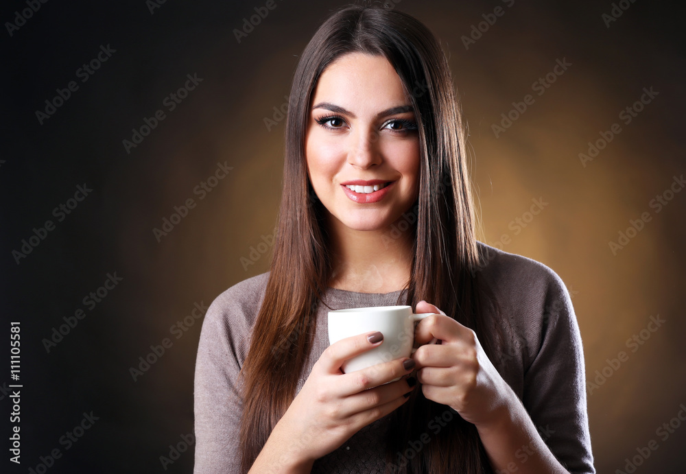Portrait of pretty woman with cup of coffee Portrait of pretty woman with cup of coffee