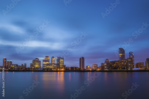 London, UK - The famous business district and skyscrapers of Canary Wharf at blue hour © zgphotography