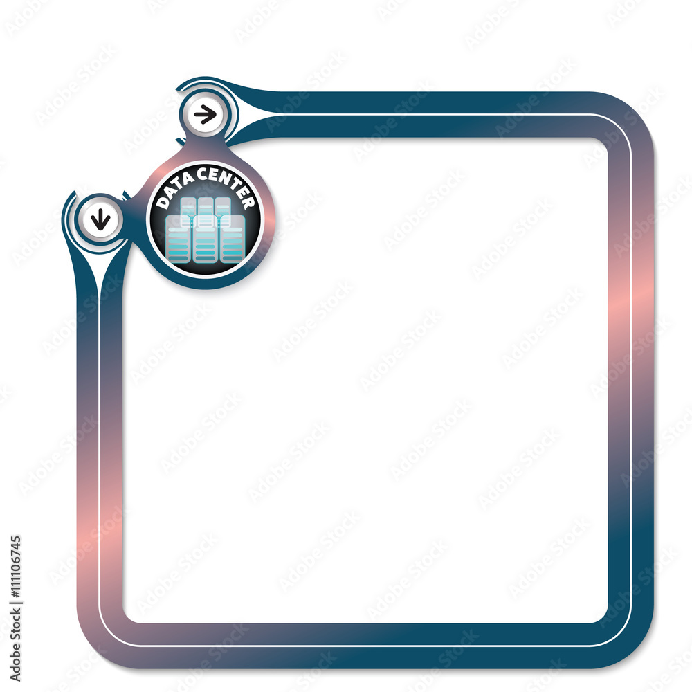 Blue frame for your text and globe symbol and computers icon Blue frame for your text and globe symbol and computers icon