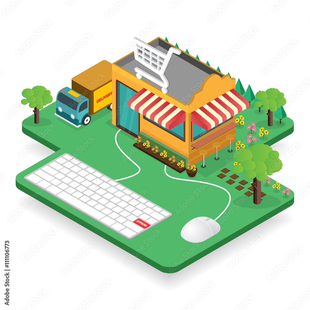 Vector concept of online shop on gray background Vector concept of online shop on gray background