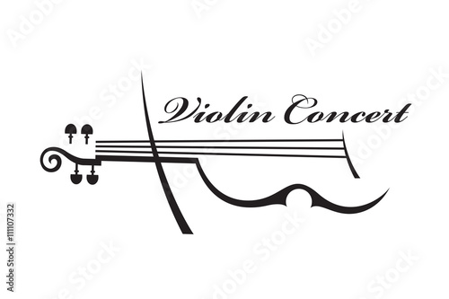 abstract monochrome illustration of violin with text