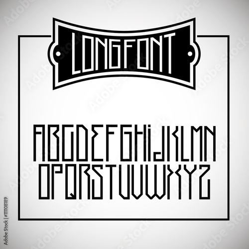 Narrow long font similar to the simplified Gothic or Cyrillic alphabet in vector graphics