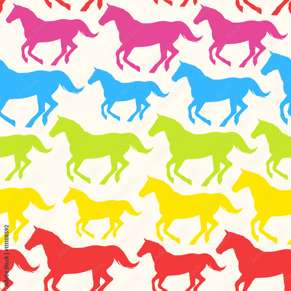 Seamless pattern with horses.
