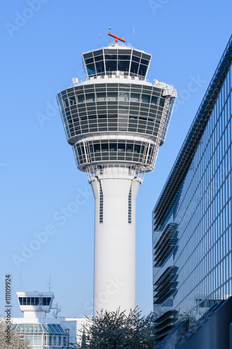 Air traffic control tower in Munich international passenger hub