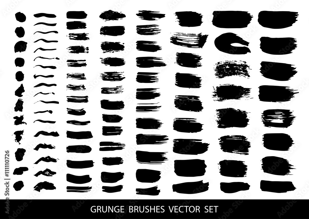 Set of black paint, ink brush strokes.Vector illustration - obrazy, fototapety, plakaty 