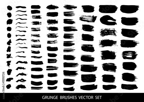 Set of black paint, ink brush strokes.Vector illustration