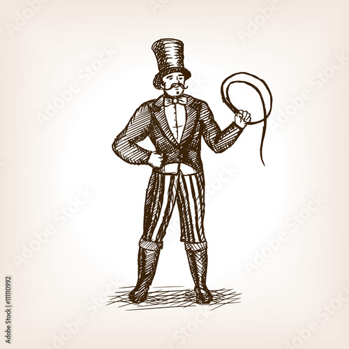 Circus animal trainer sketch vector