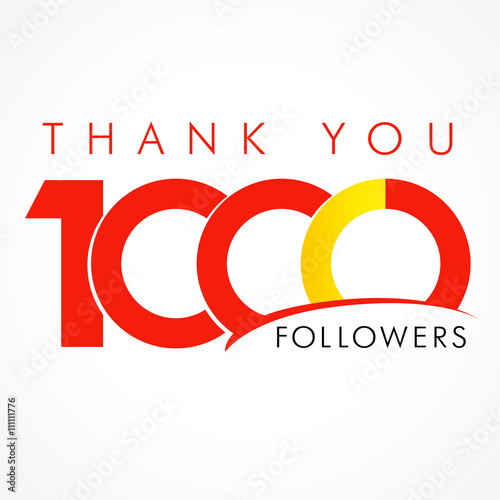 Thank you 1000 followers logo. The vector thanks card for network friends with 1000th numbers text