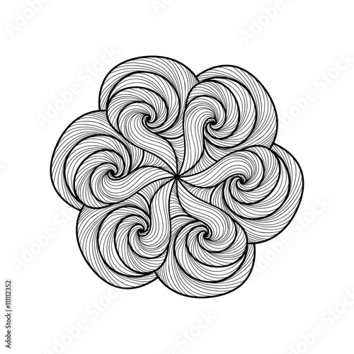 Mandala. Black and white round ornament. Vector illustration.