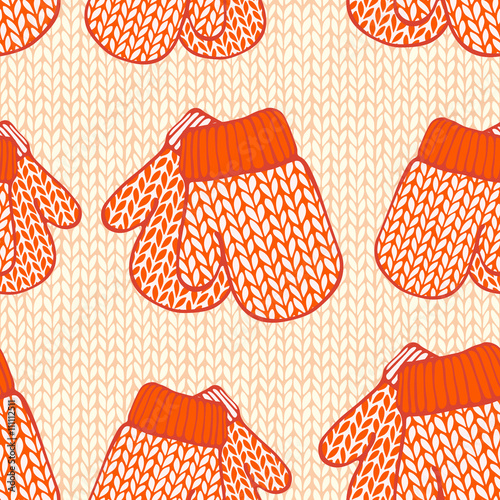 Seamless pattern with mittens