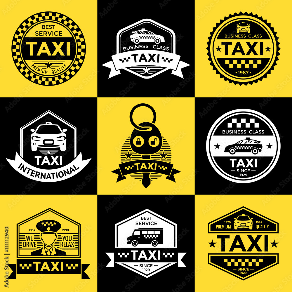Taxi Retro Style Labels