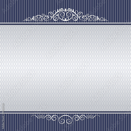 Template for certificate, banner with decorative patterns and background. Shades of gray and blue.