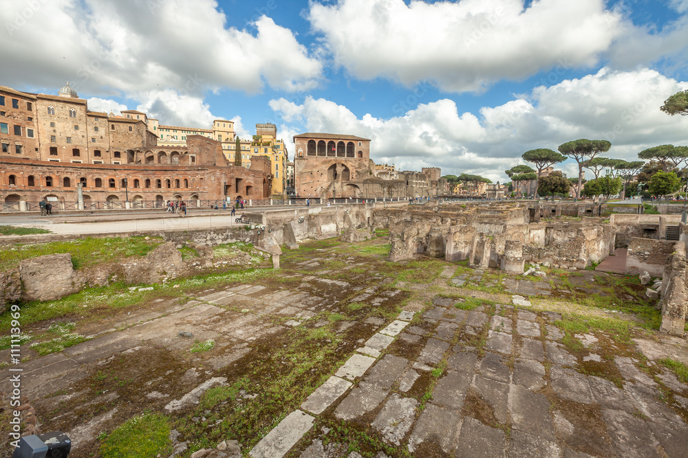 The famous ruins of the Trajan's Forum, Foro di Traiano, in Rome, Lazio, Italy.