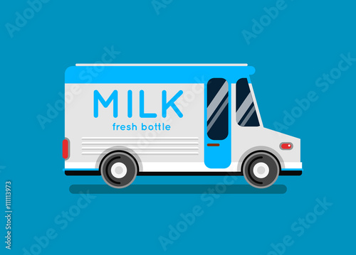Delivery milk truck vector illustration.
