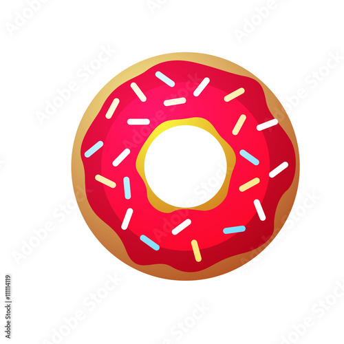 Vector donut icon. Sugar donut illustration. Caramel donut sign.