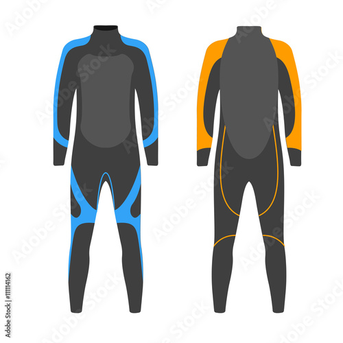 Diving suit vector illustration. Suit for spearfishing. Scuba di