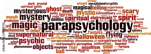Parapsychology word cloud concept. Vector illustration