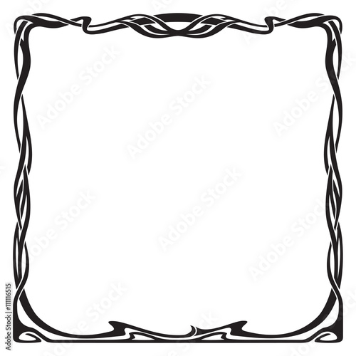 Decorative black square frame in art-nouveau style.